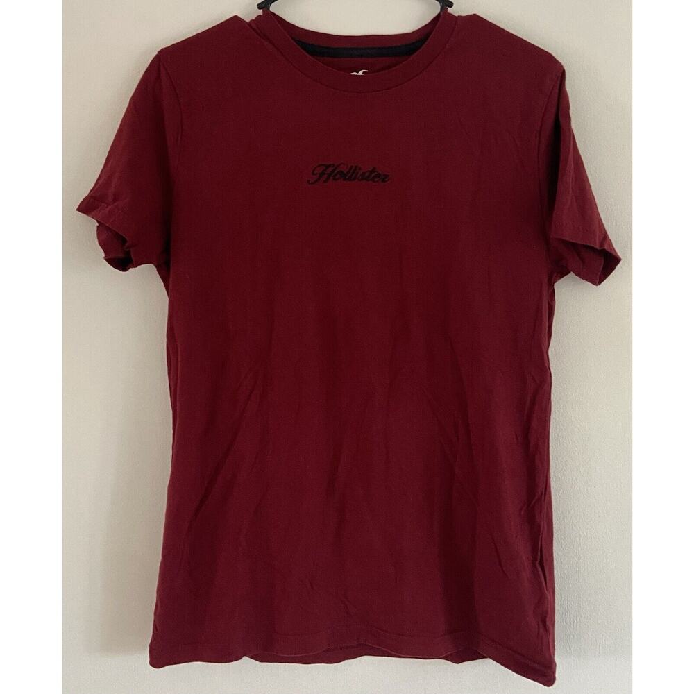 Hollister T-Shirt Mens Small Maroon Embroidered Logo Excellent condition